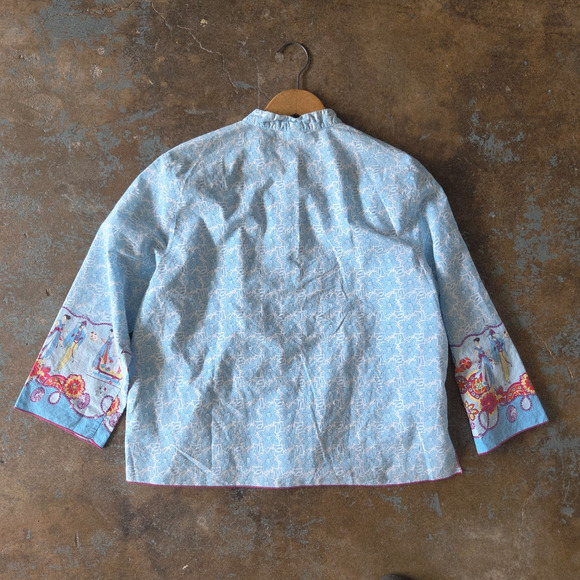 Josie Natori Women's Pajama Top Size XL Asian Inspired Blue Print Cotton - Picture 7 of 7